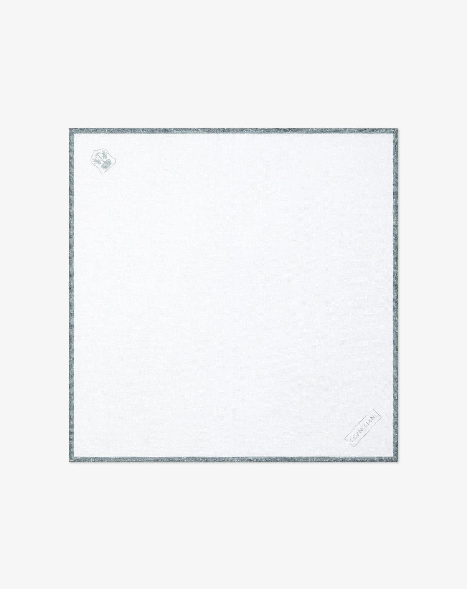 White and green linen pocket square - 1