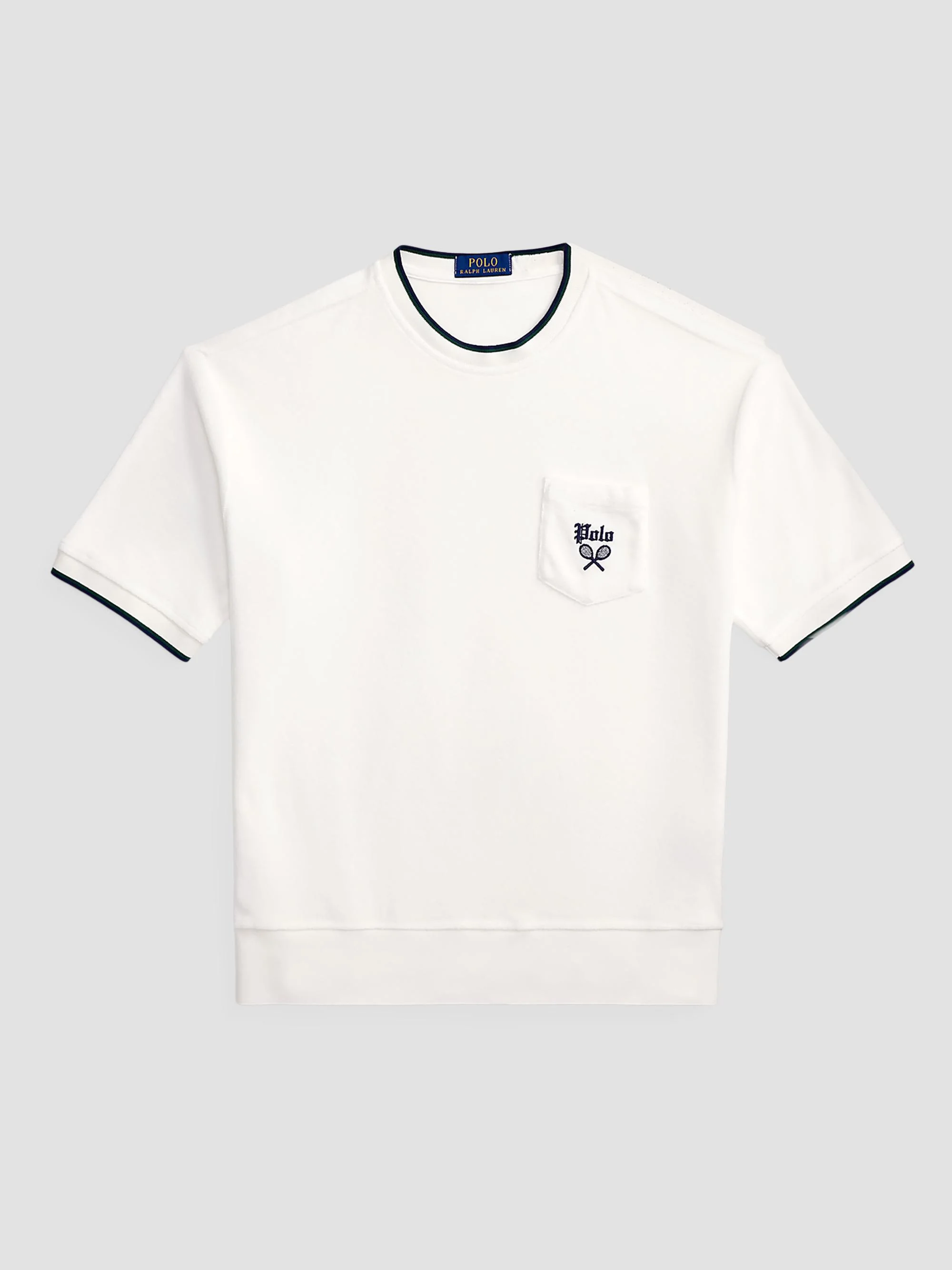 Men's Relaxed-Fit Terry Short-Sleeve Sweatshirt - White - 1