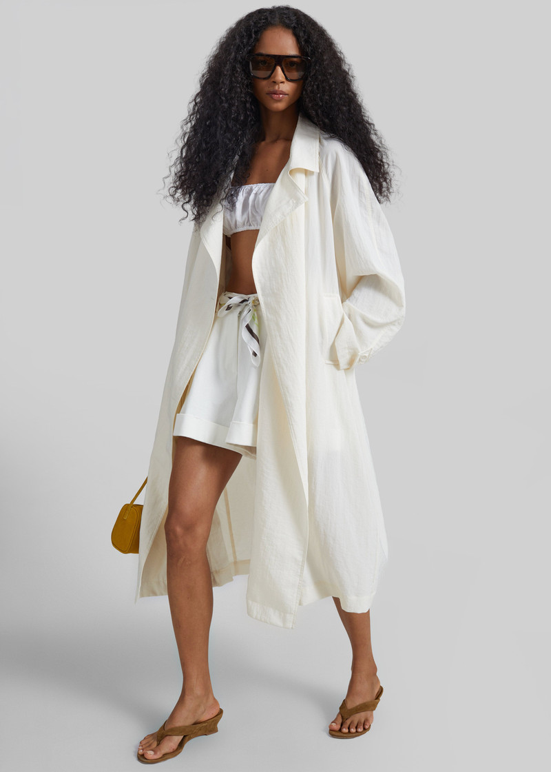 Rosora Sheer Fluid Trench Coat - Cream 3