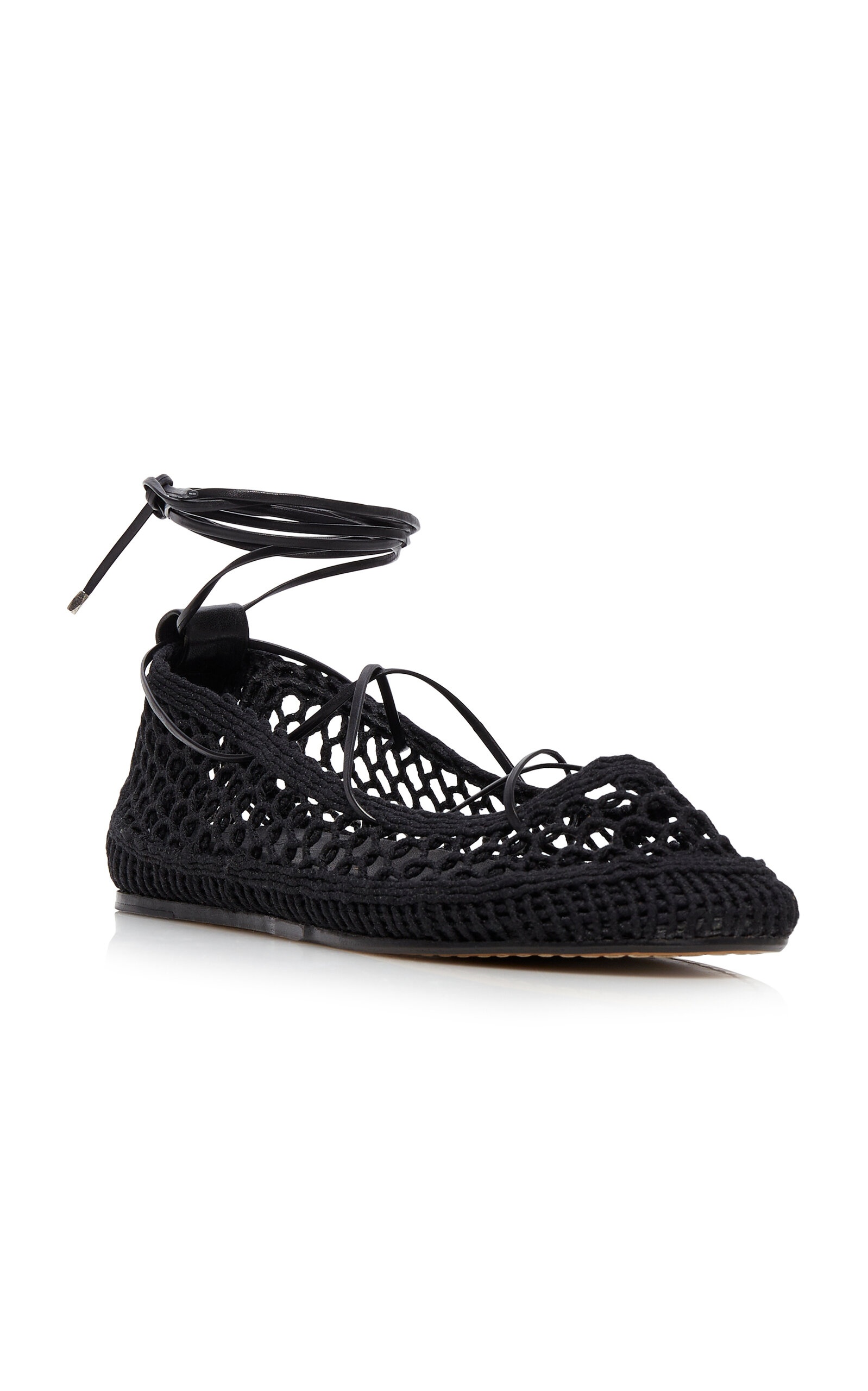 Belina Lace-Up Knit Ballet Flats black - 4