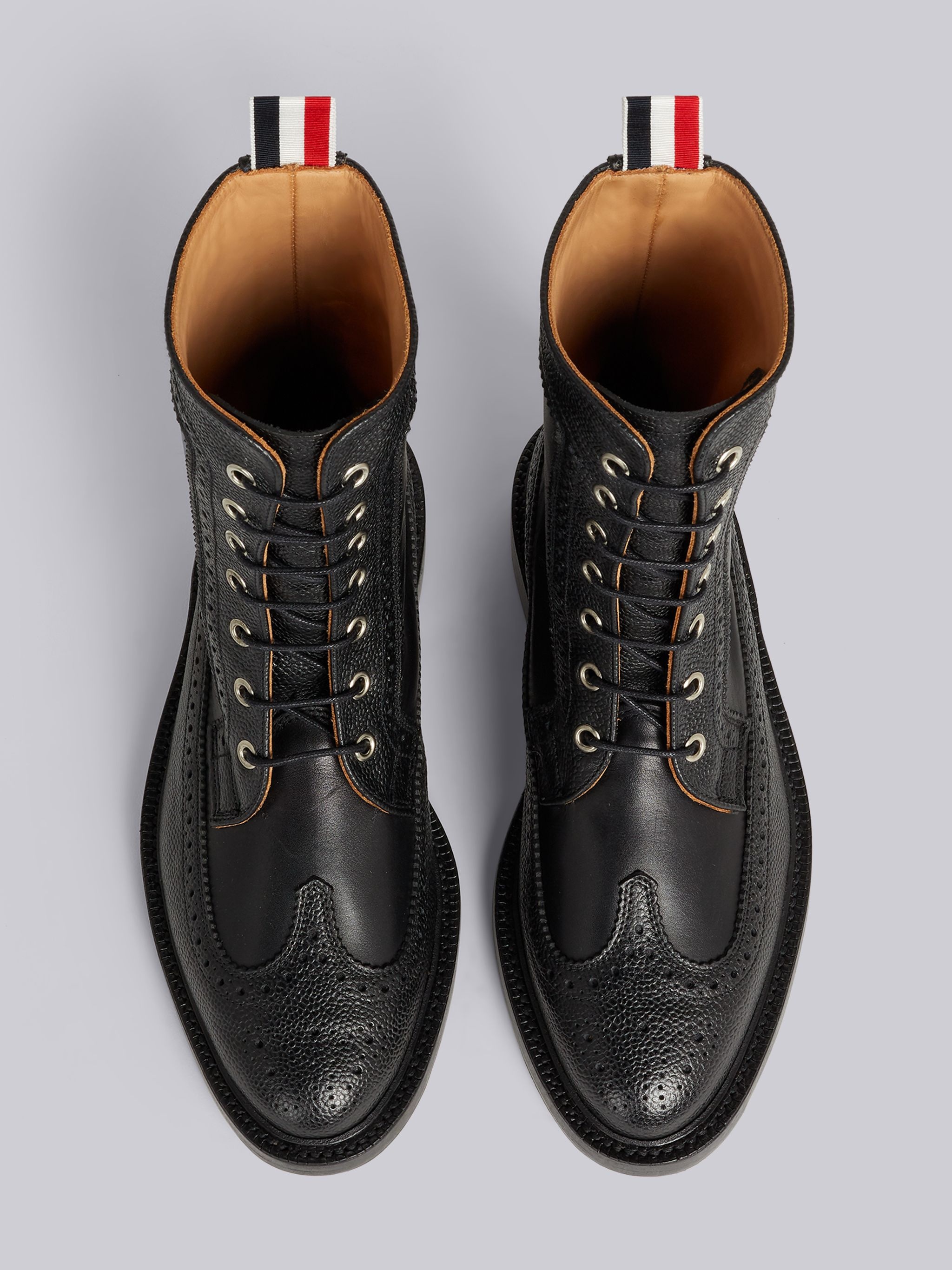 Thom Browne Black Pebbled Calfskin Mix Longwing Brogue Boot Pebble Grain Longwing Brogue | Thom Browne main image 2
