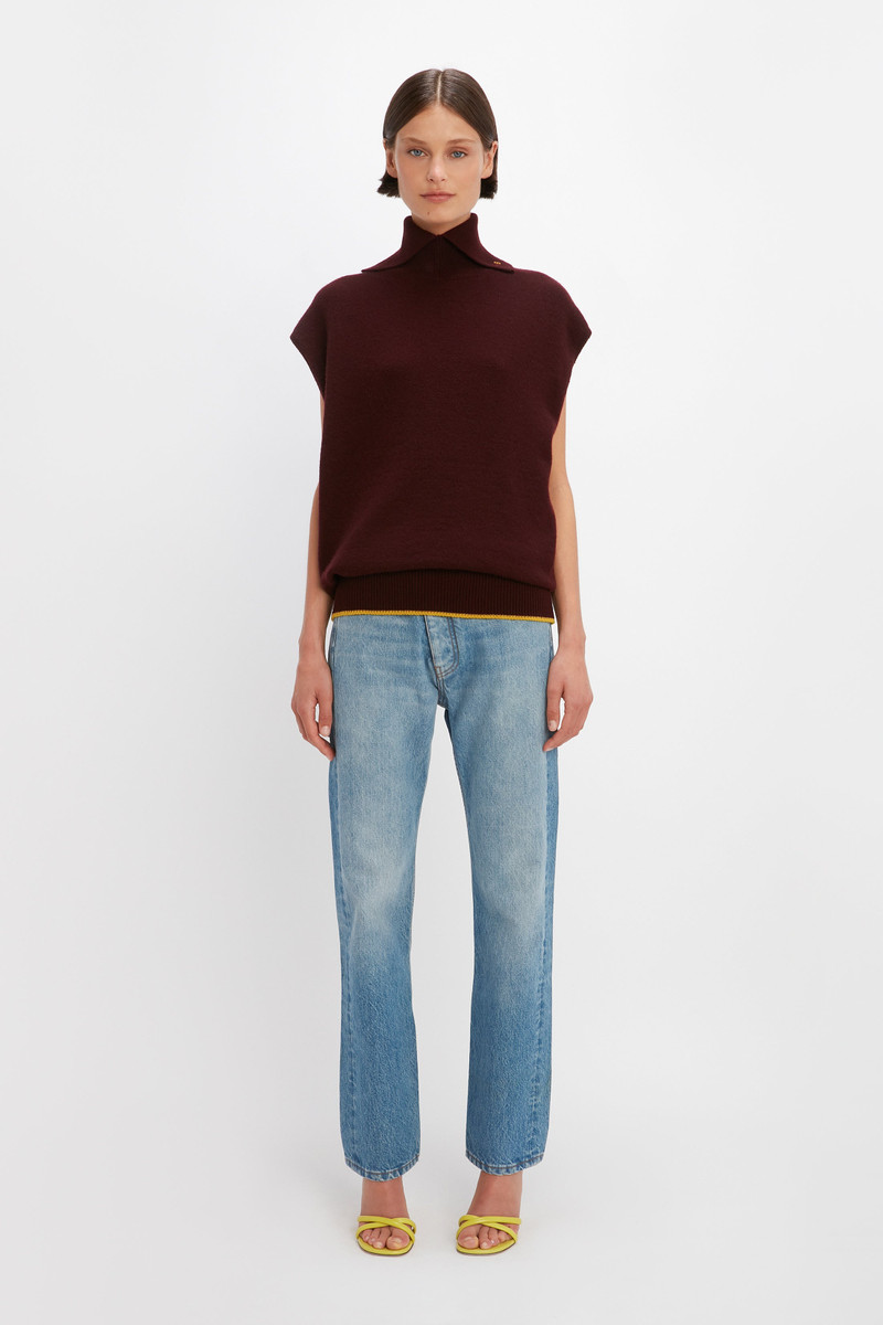 Victoria Beckham Sleeveless Jumper in Mahogany outlook