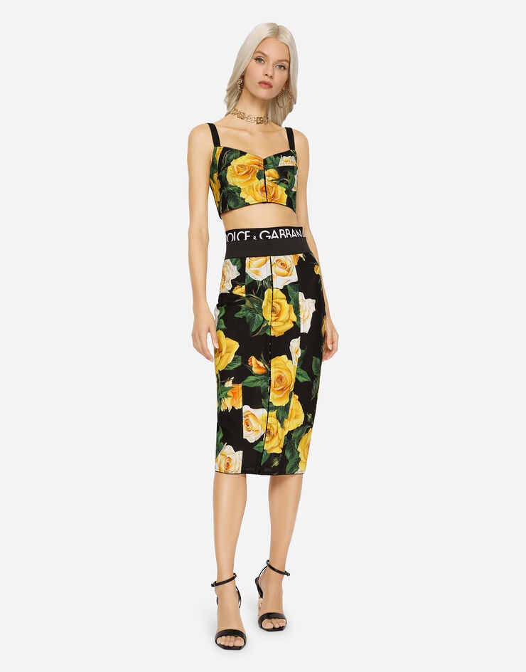 Marquisette top with yellow rose print - 2