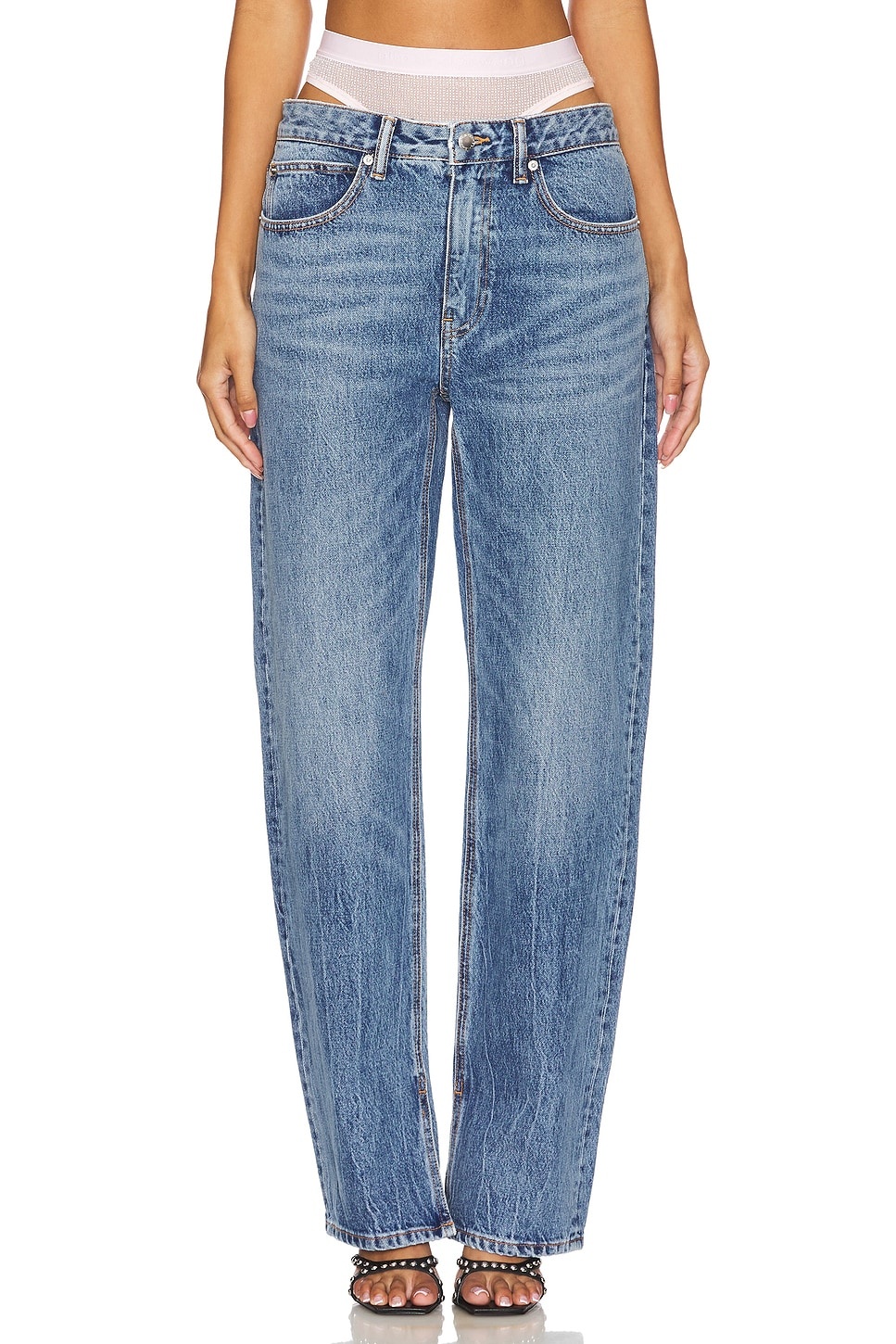Slit Hem Jean Prestyle Hotfix Mesh Undie - 1