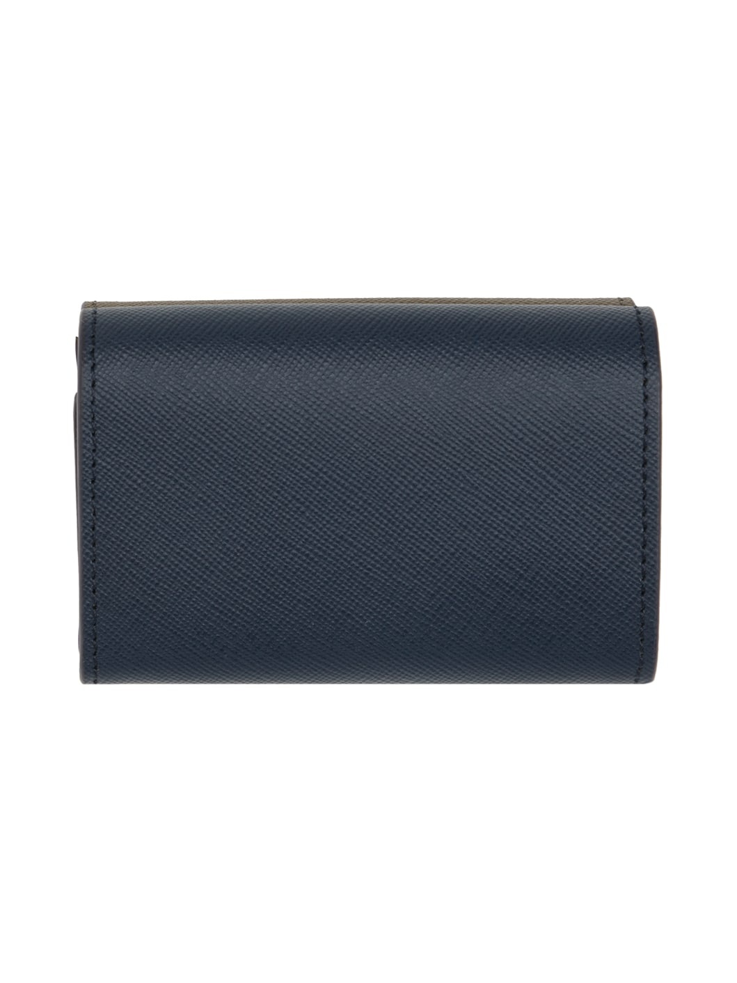 Khaki & Navy Saffiano Leather Trifold Wallet - 2
