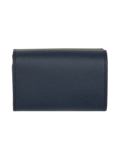 Marni Khaki & Navy Saffiano Leather Trifold Wallet outlook