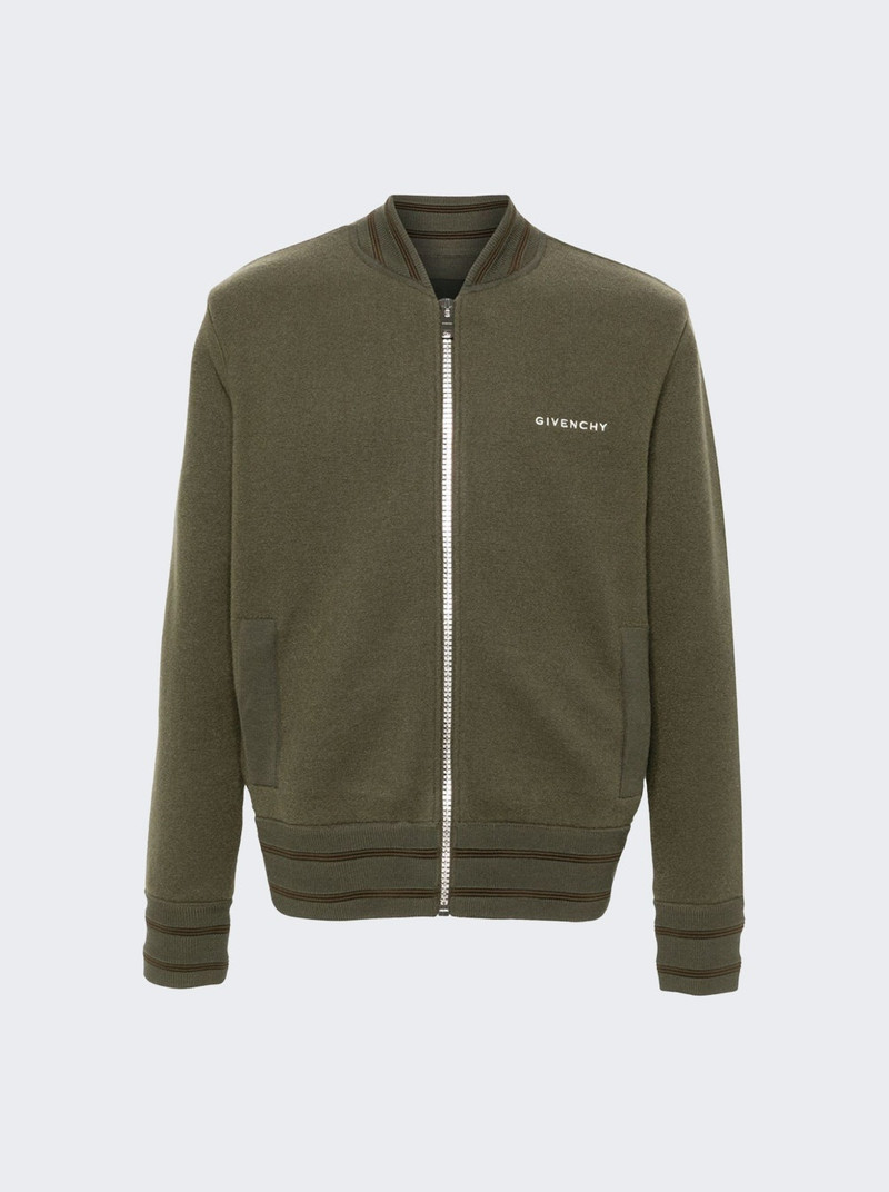 Knitted Varsity Jacket Khaki - 1