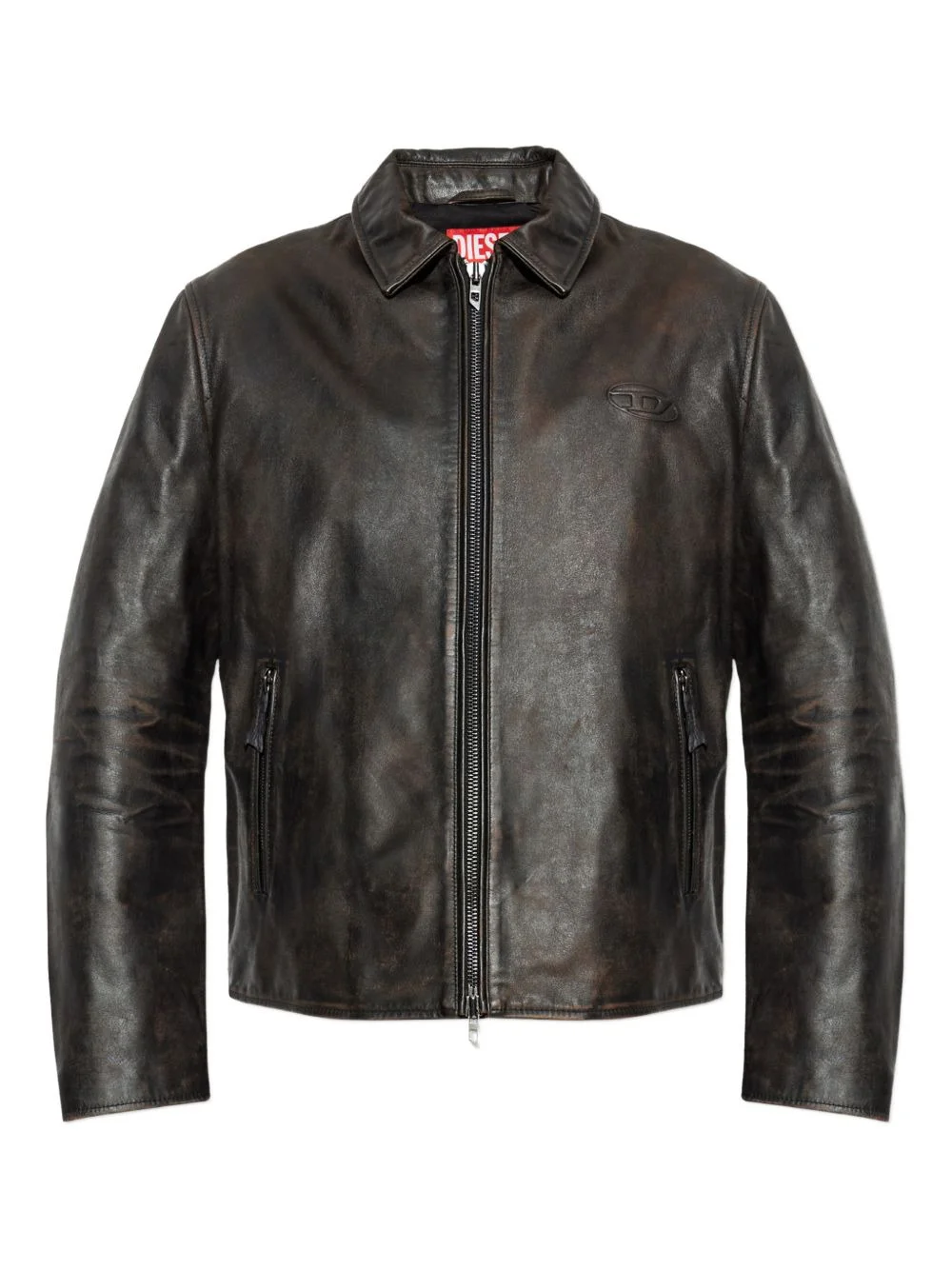L-Amar-WRD logo-embossed leather jacket - 1