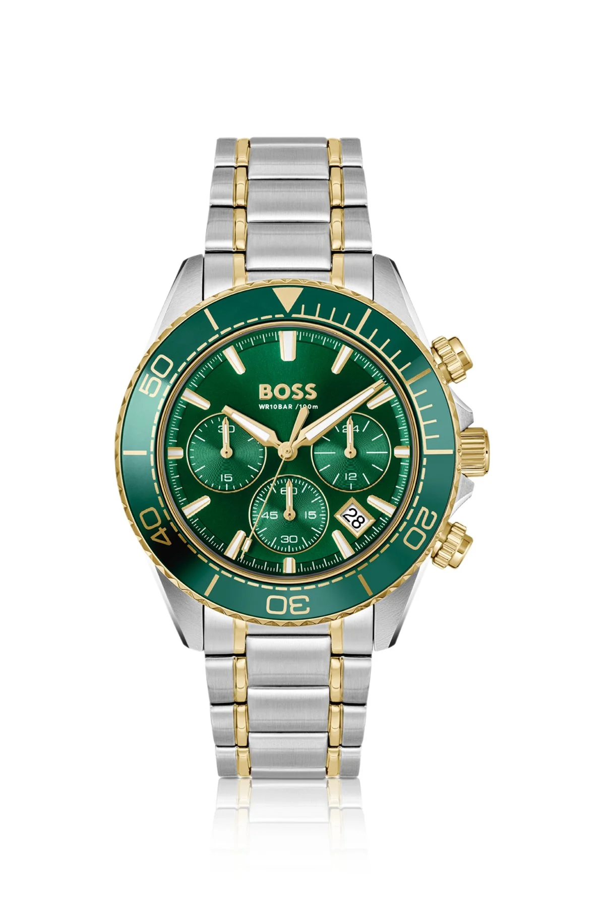 SEALINER TWO-TONE CHRONOGRAPH WATCH WITH GREEN DIAL - 1
