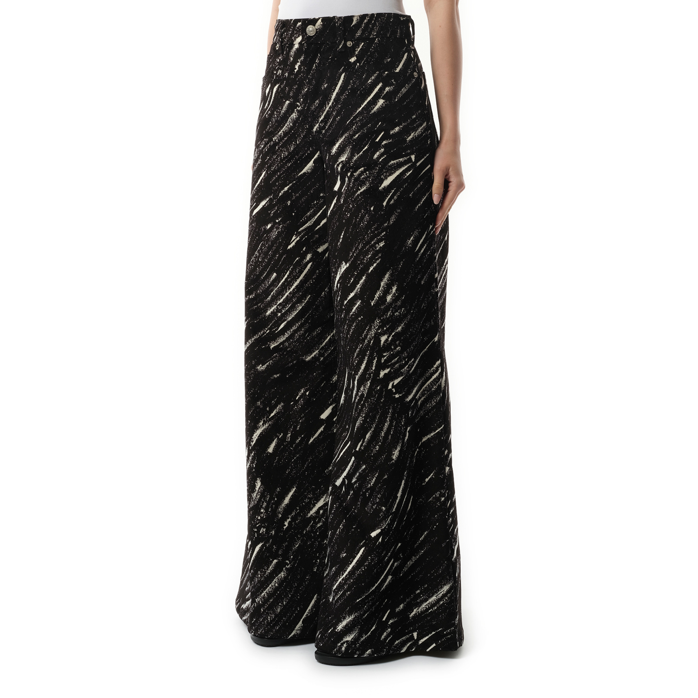 Crayon Flock Stretch Denim Pants in Black - 5