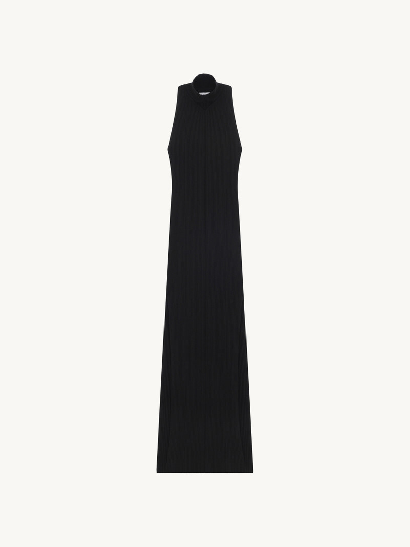 RIB KNIT DIAMOND NECK DRESS - 1