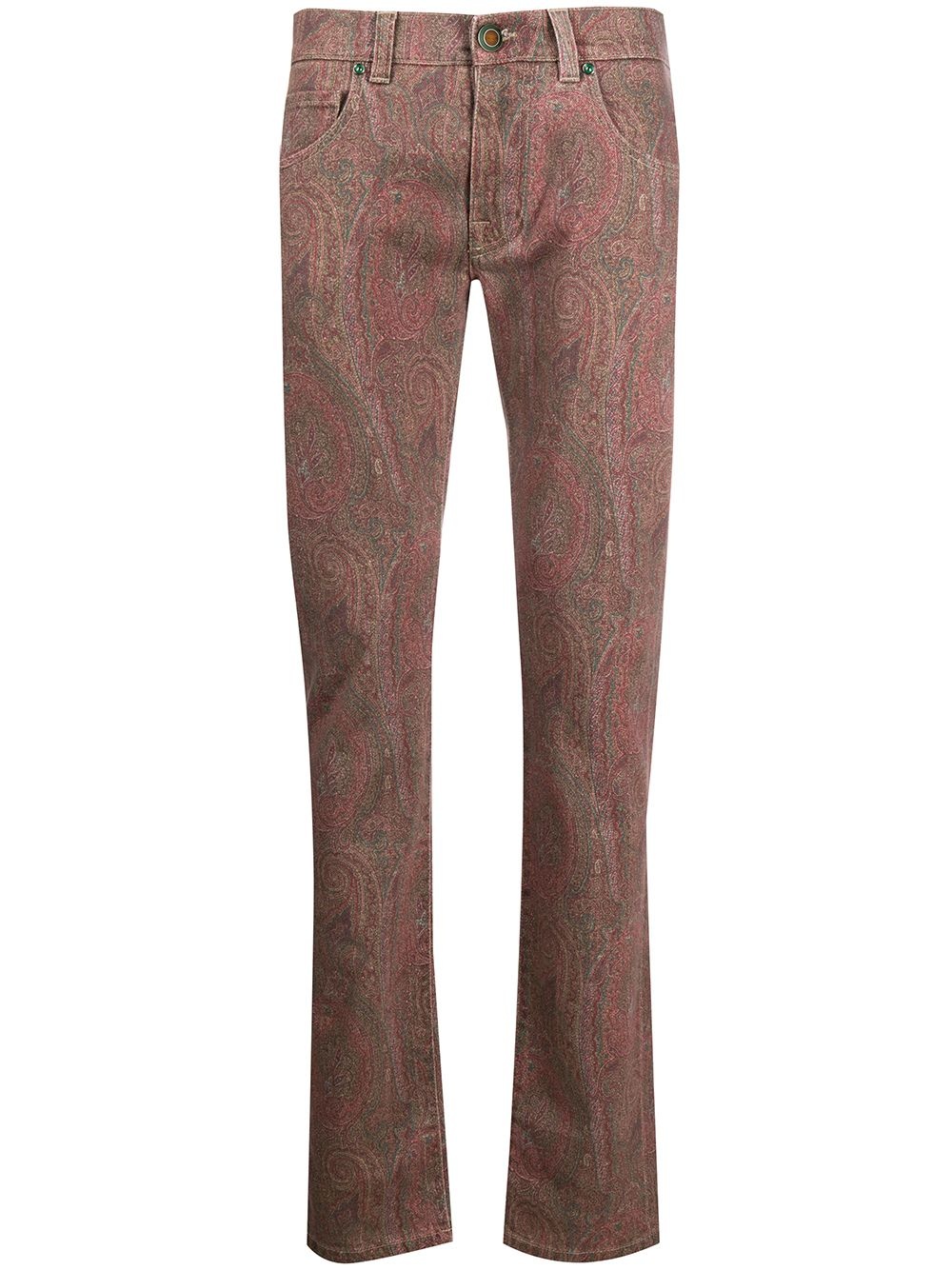 paisley printed bootcut jeans - 1