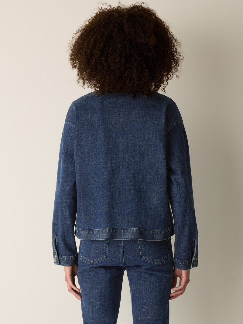 Cotton Stretch Denim Classic Collar Jacket 4