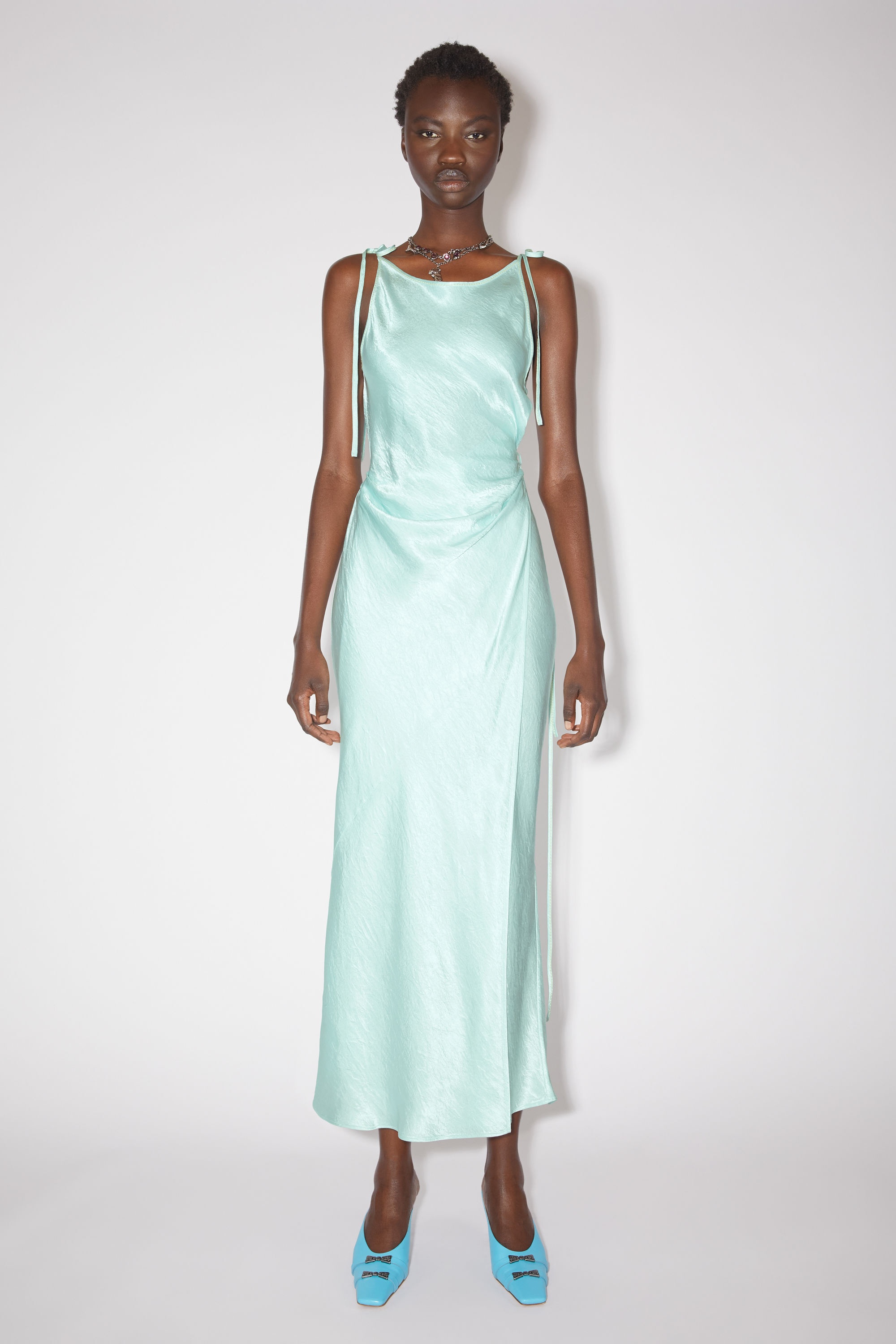 Acne Studios Satin wrap dress - Spearmint green | REVERSIBLE