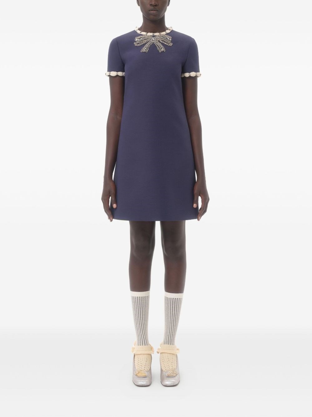 Wool and silk embroidered dress - 4