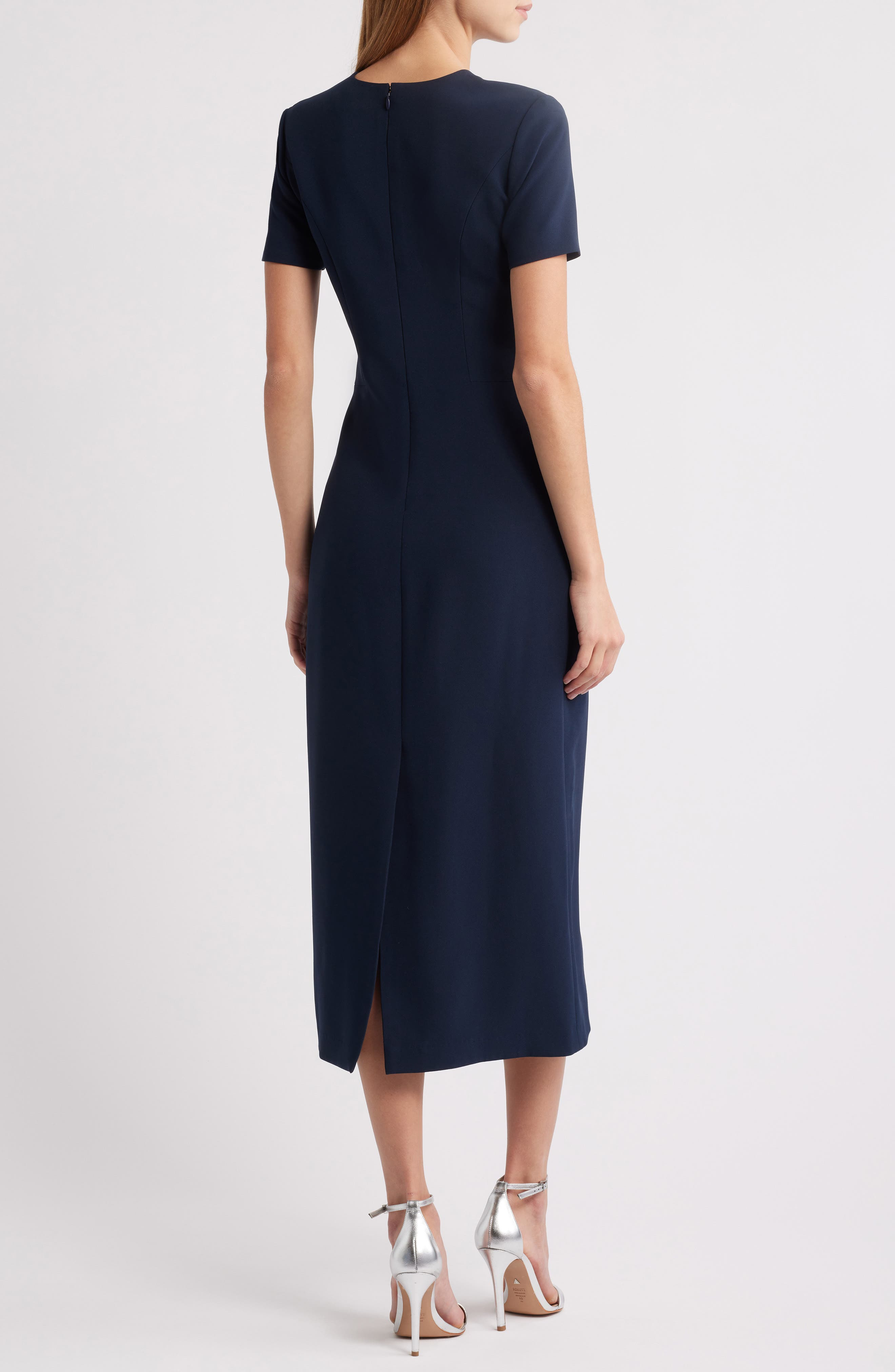 Sachin & Babi Tamara Bead Detail Stretch Crepe Cocktail Midi Dress in Dark Midnight at Nordstrom - 2