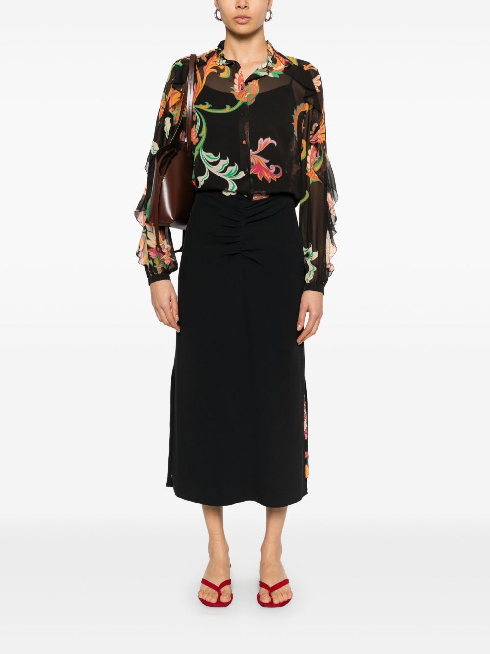 gathered midi skirt - 2