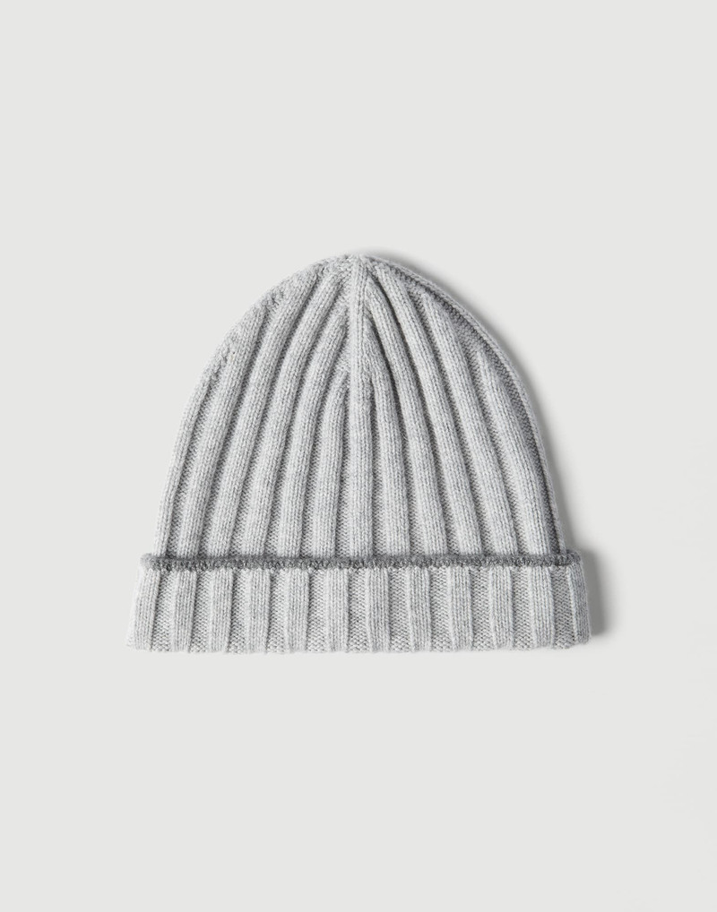 Cashmere rib knit beanie 1