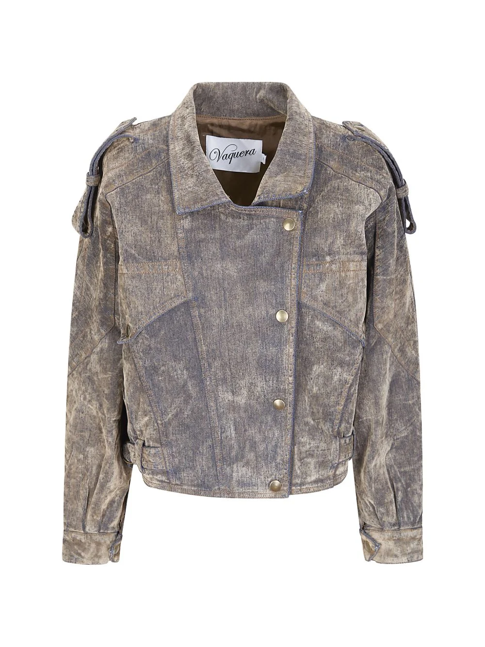 flocked denim jacket - 1