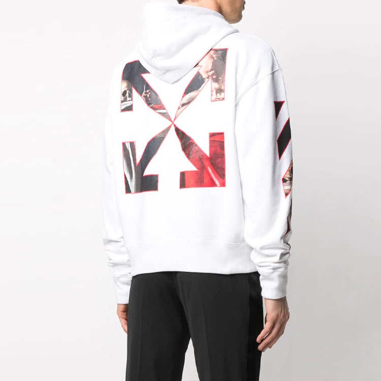Off-White Printing Stripe hooded Long Sleeves Ordinary Version White OMBB037R21FLE0020125 - 3
