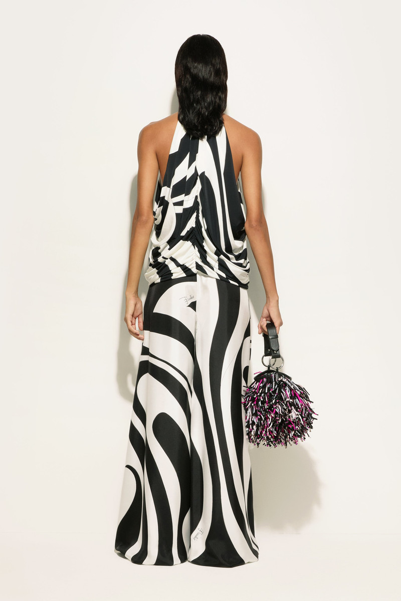 MARMO PRINT SILK TWILL WIDE-LEG PANTS 4