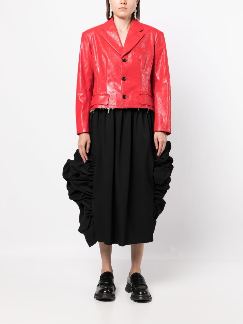 gathered-detailing midi skirt - 2