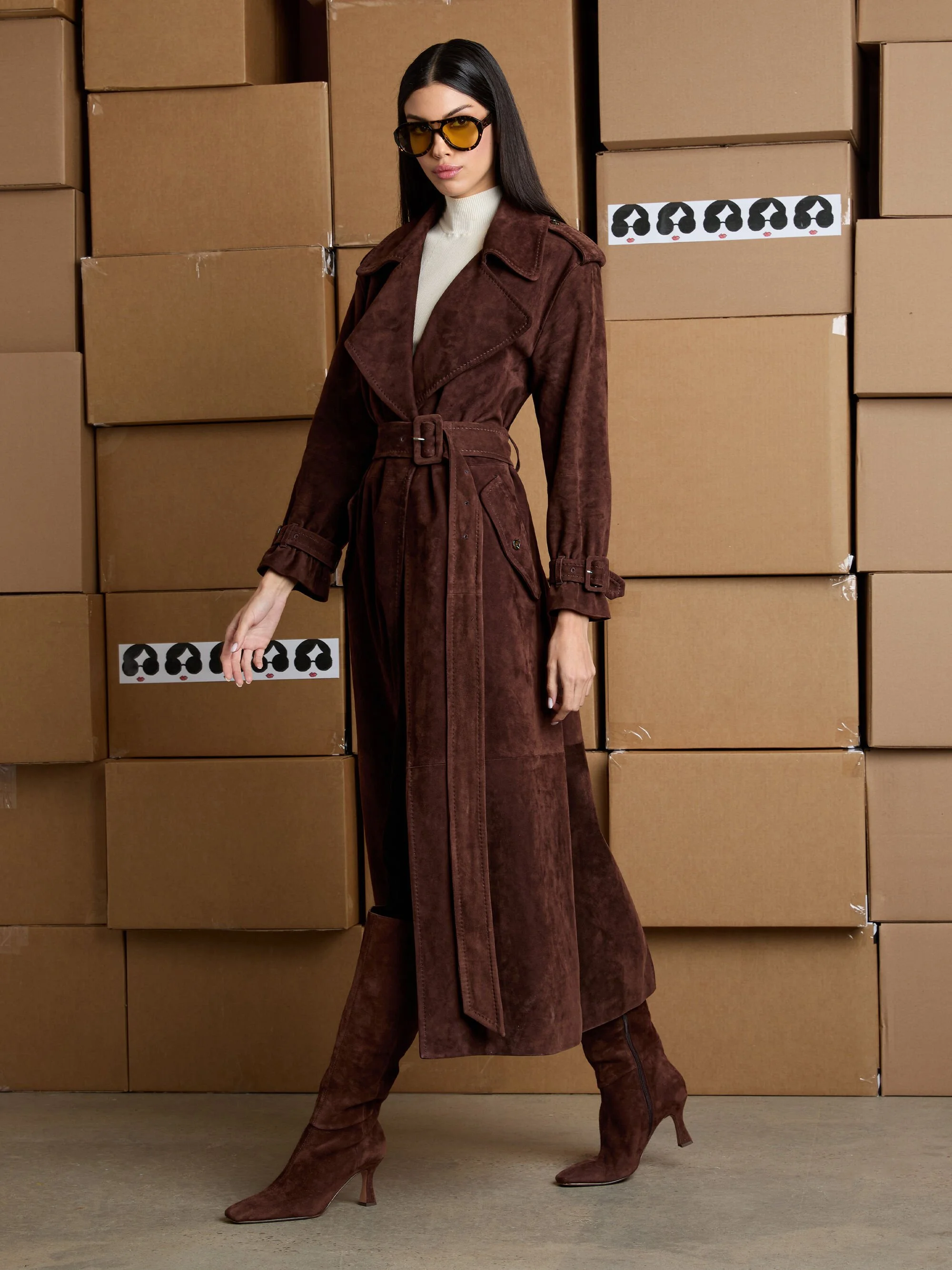 NEVADA SUEDE MAXI TRENCH COAT - 1