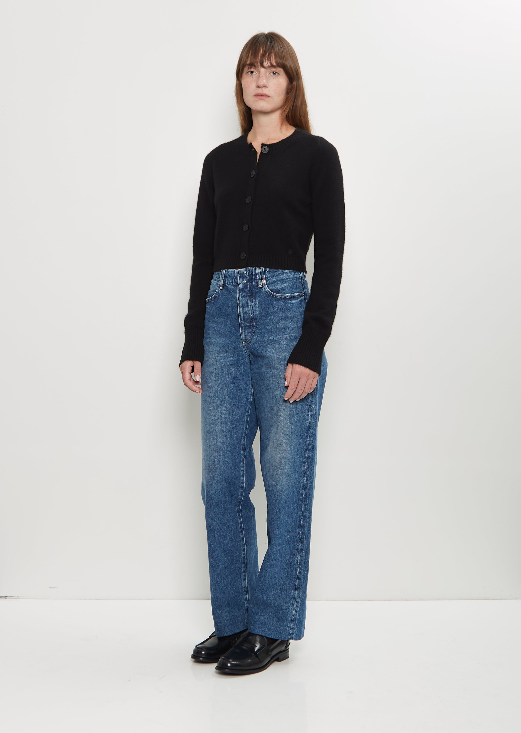 Zephir Cashmere Cropped Cardigan — Black - 4