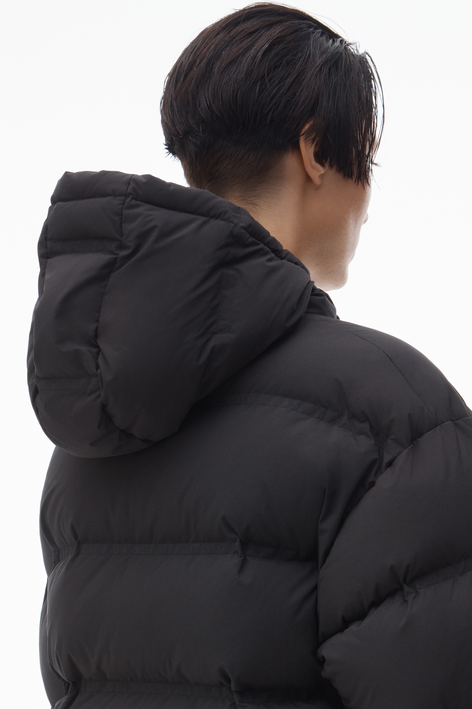 cropped channel hoodie in feather & down - 6