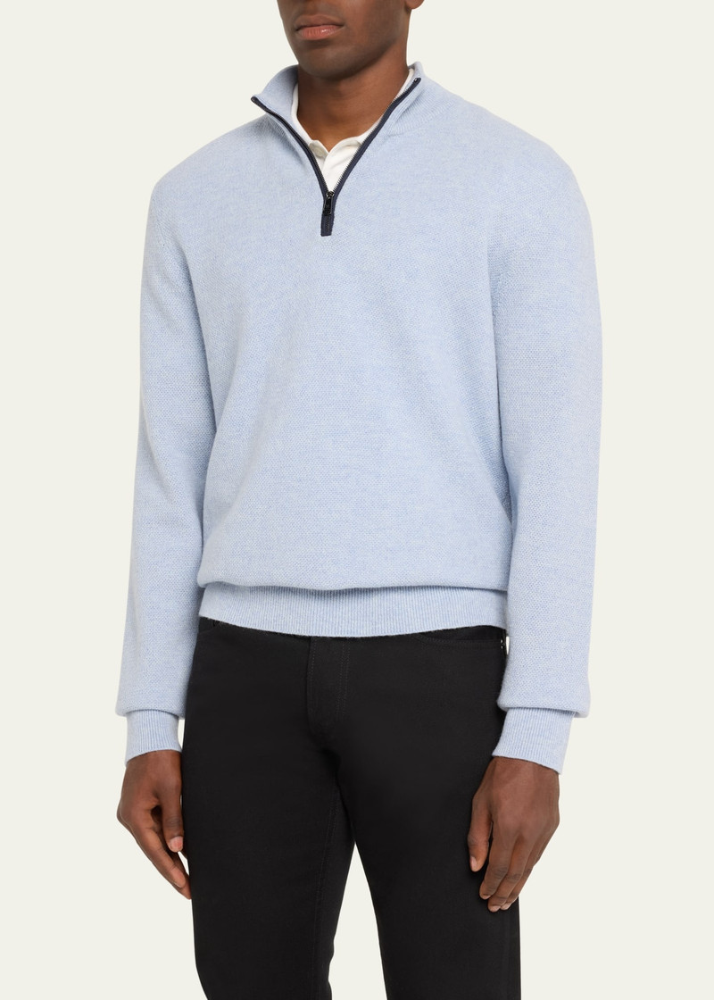 Men's Cashmere Birdseye Quarter-Zip Sweater 4