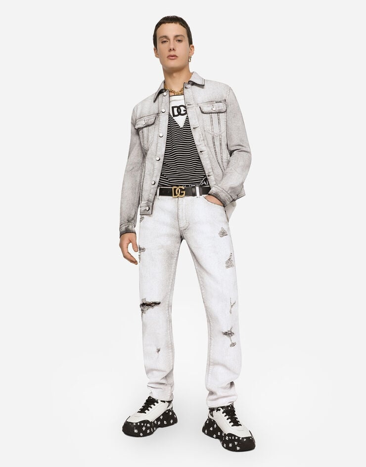 Coated skinny stretch jeans with rips - 5