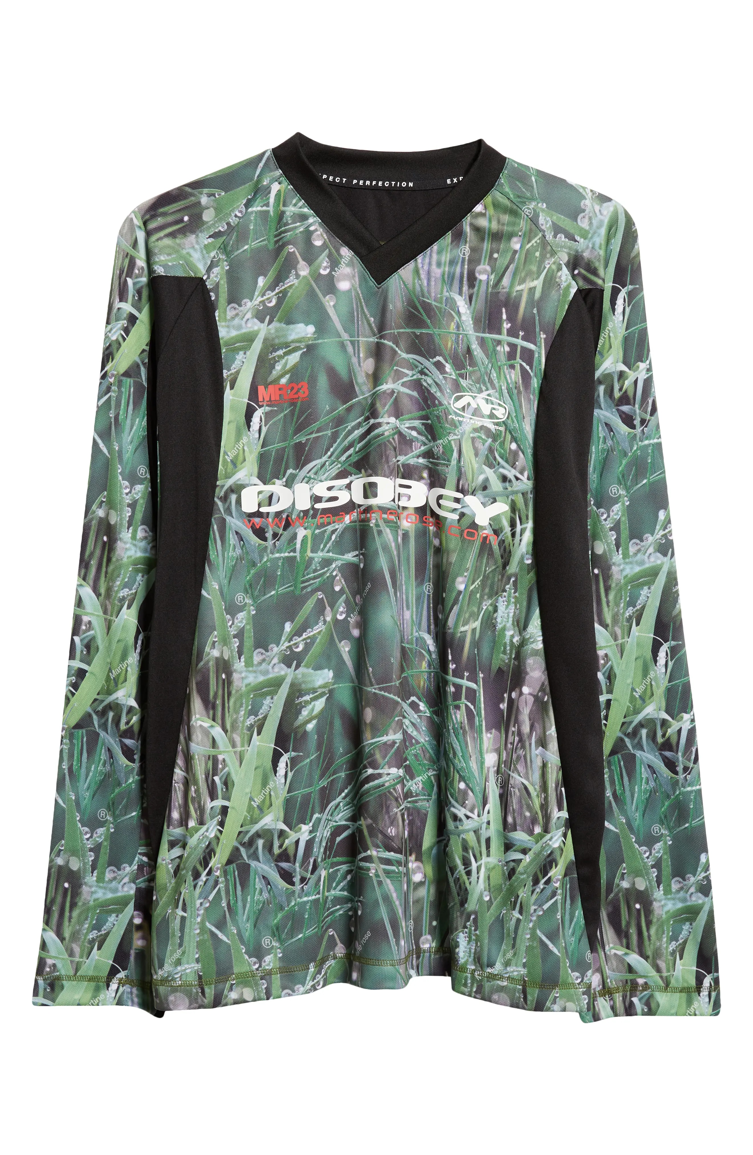 【MARTINE ROSE】PANELLED FOOTBALL TOP GRASS PRINT/BLACK Martine Rose Panelled Football Top Grass Print / Black In