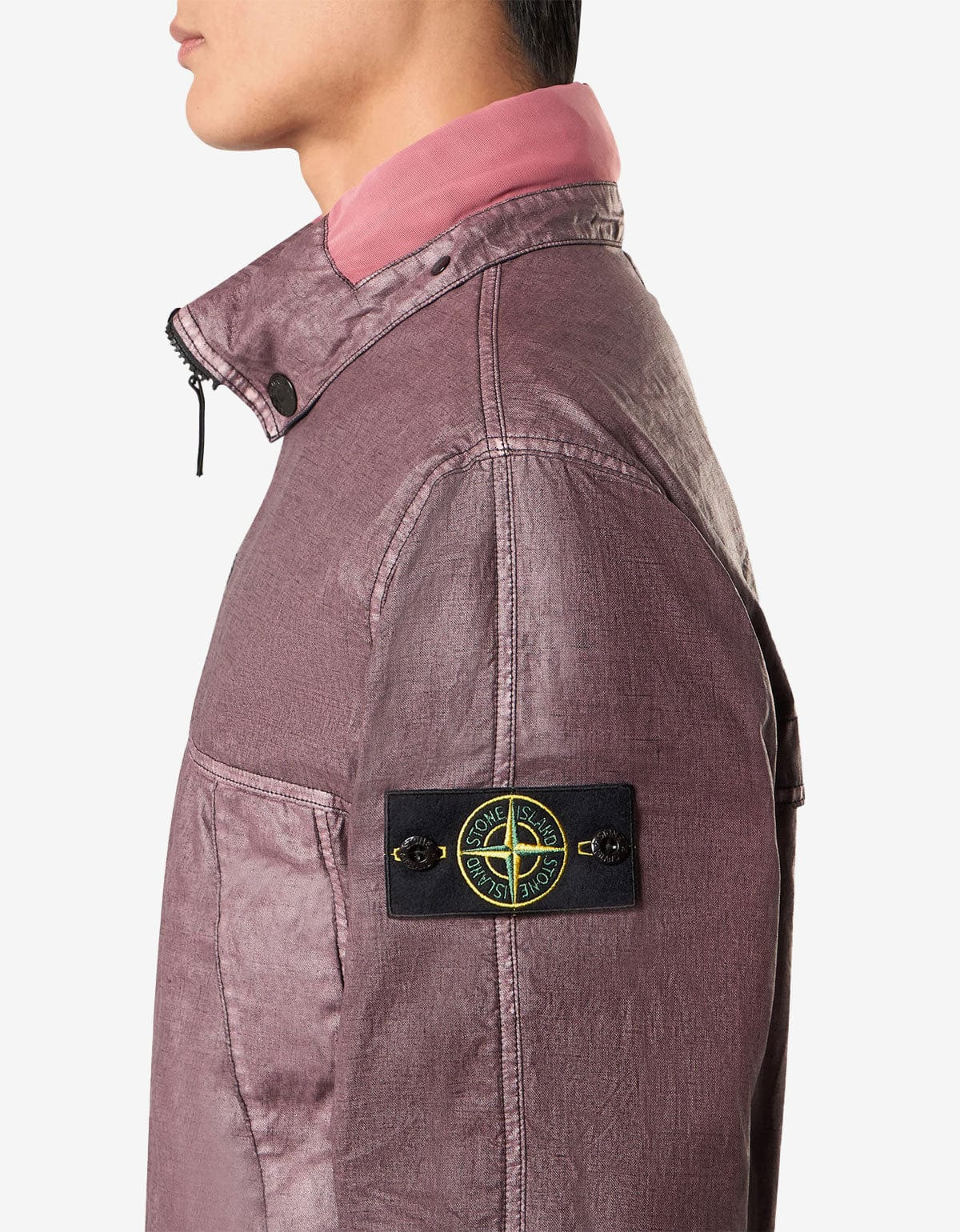 Stone Island Purple Raw Linen Plated-OVD Short Parka - 4
