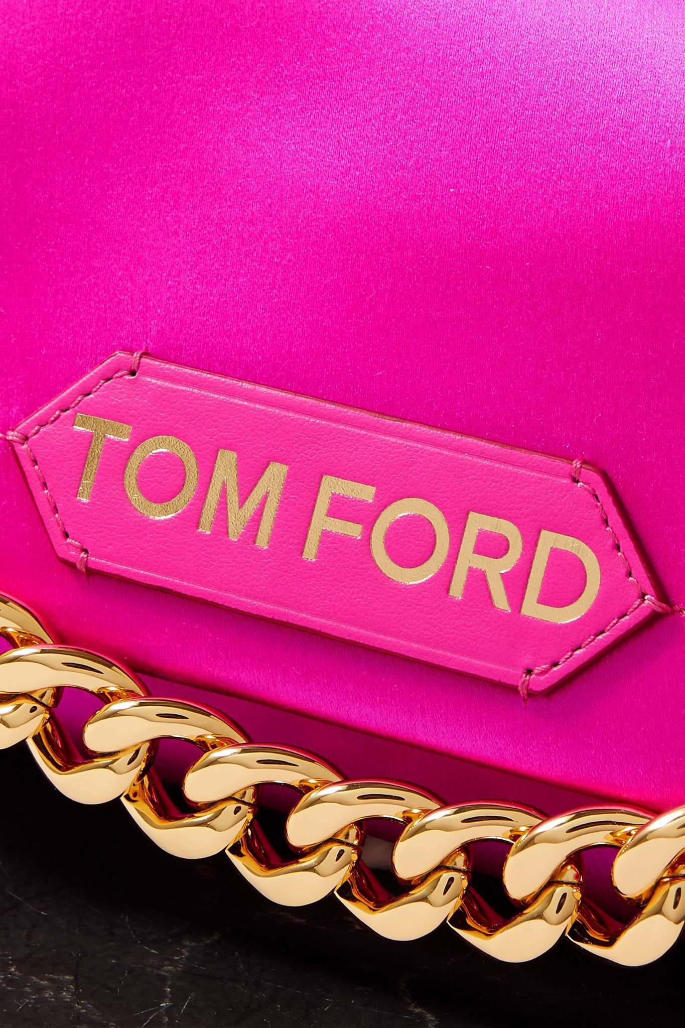 Chain leather-trimmed satin clutch - 4