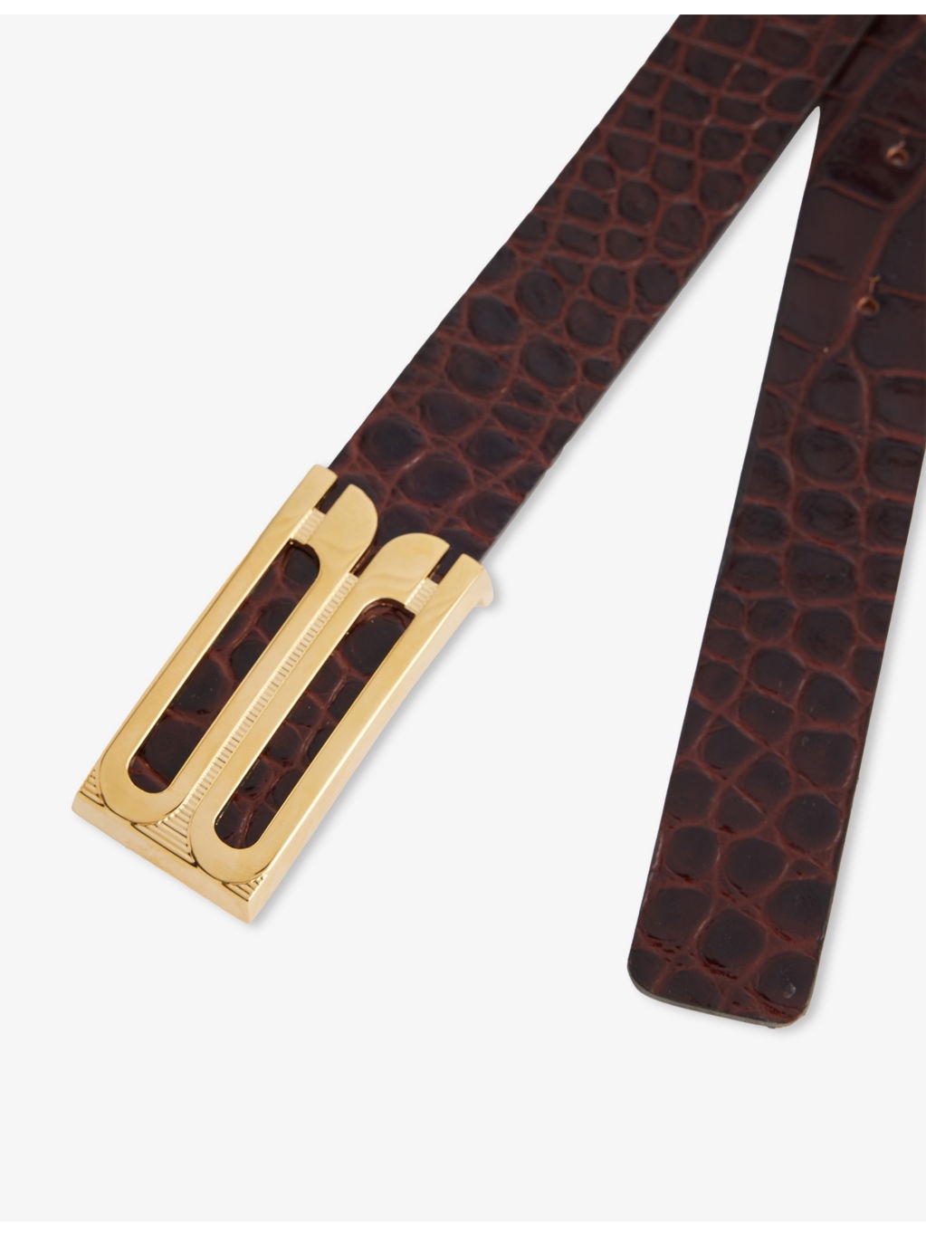 Frame Croc-Embossed Leather Belt - 2