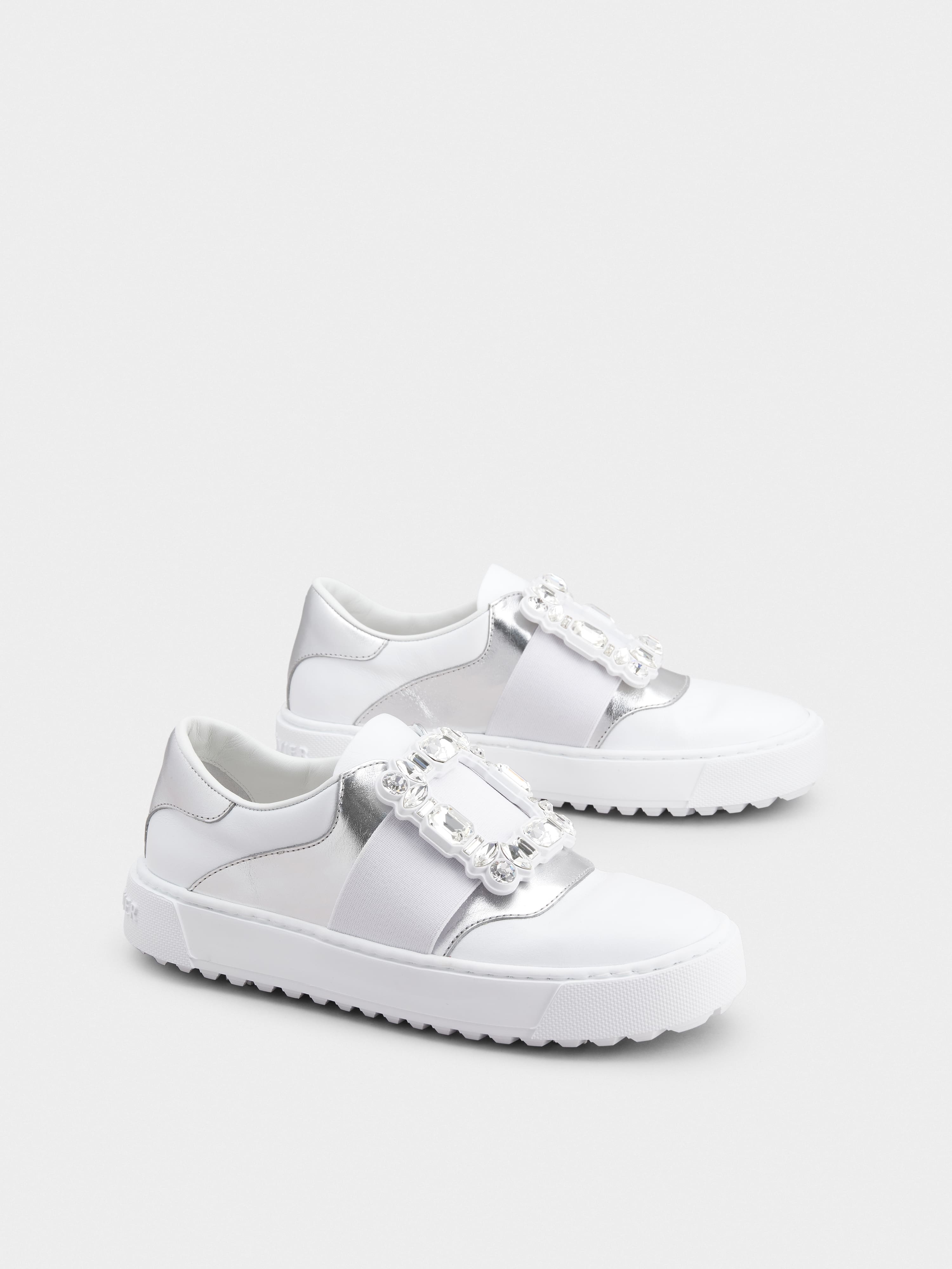 Very Vivier Strass Buckle Sneakers in Leather - 2