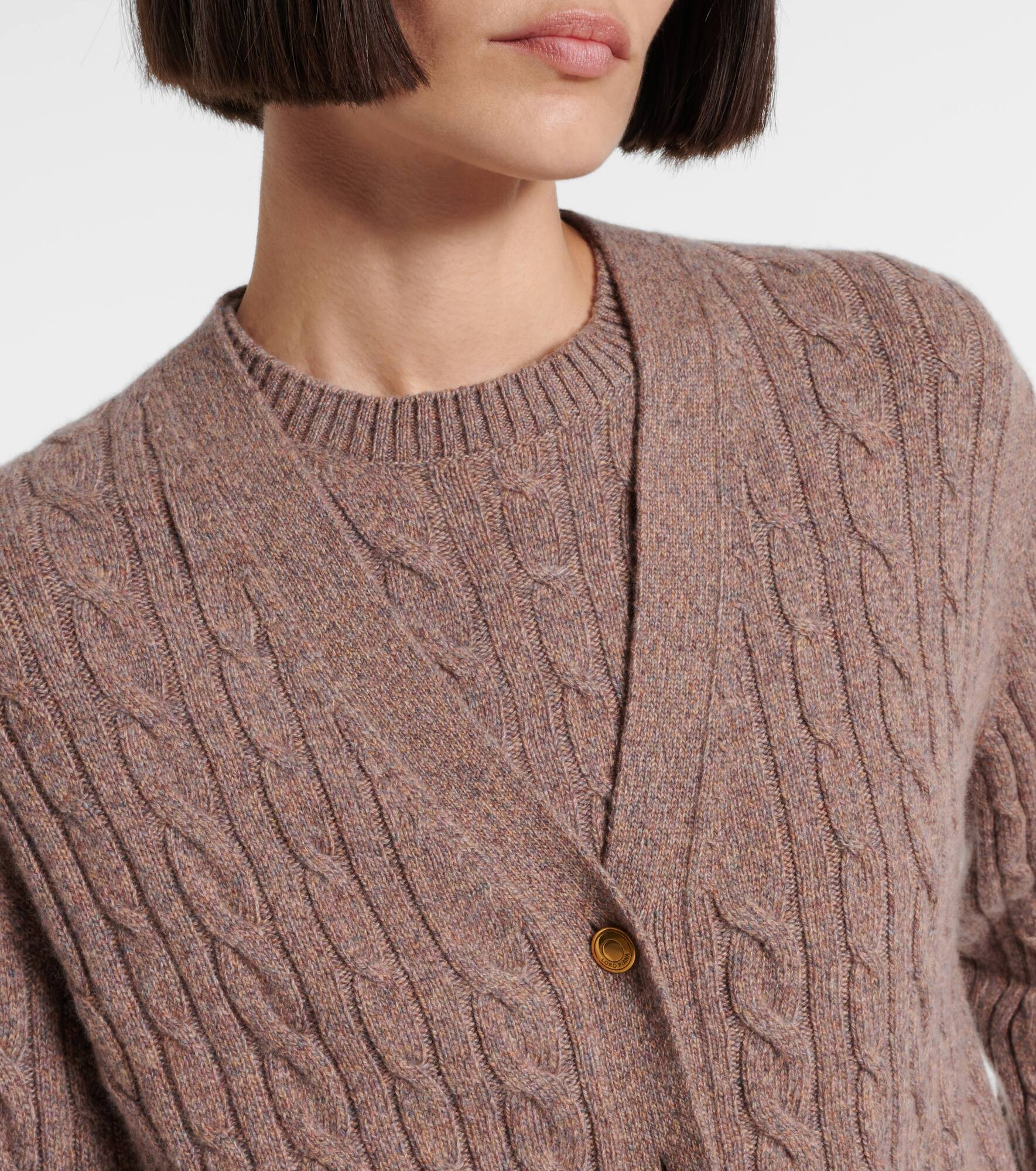 Treccia cable-knit cashmere cardigan - 5