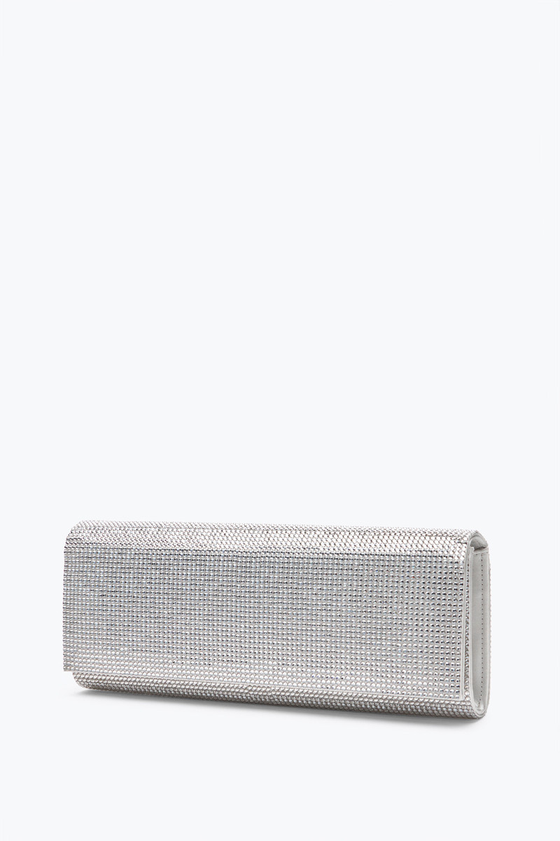 RENE CAOVILLA Zafira Silver Clutch With All-Over Crystals outlook