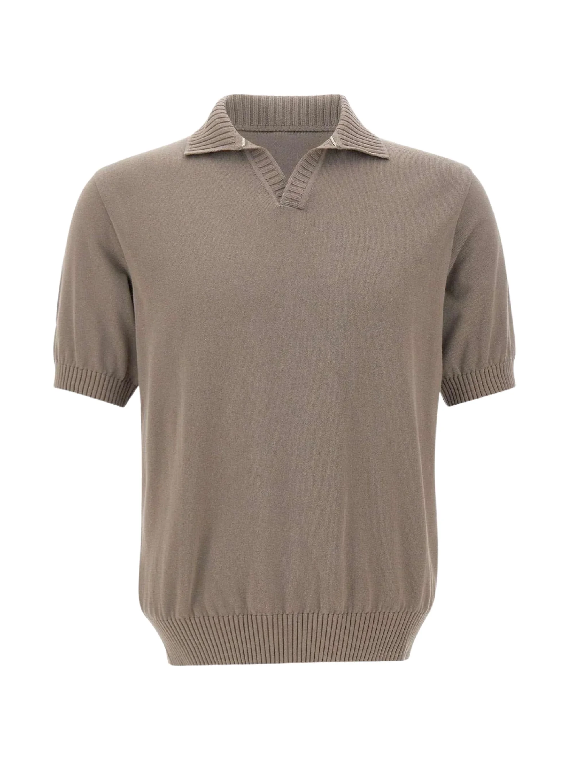 Open-neck cotton polo shirt - 1