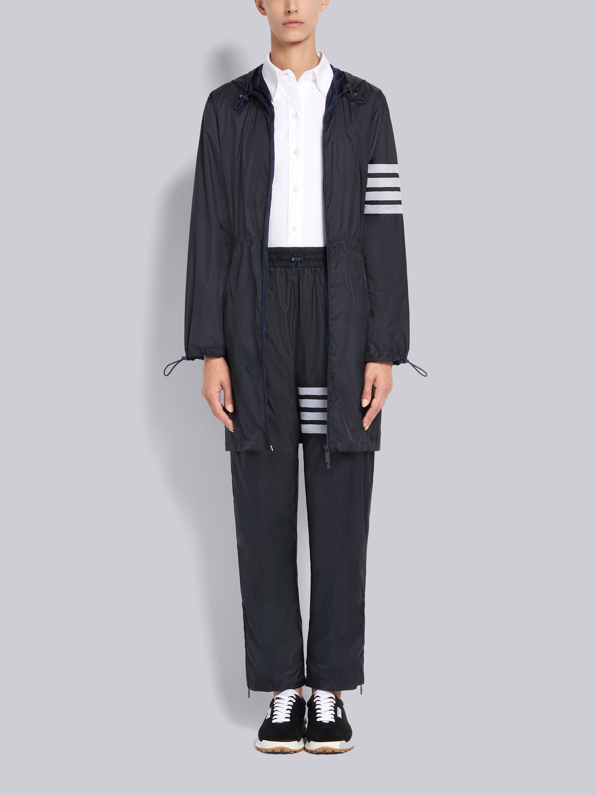 Navy Sheer Ripstop 4-Bar Long Parka - 4