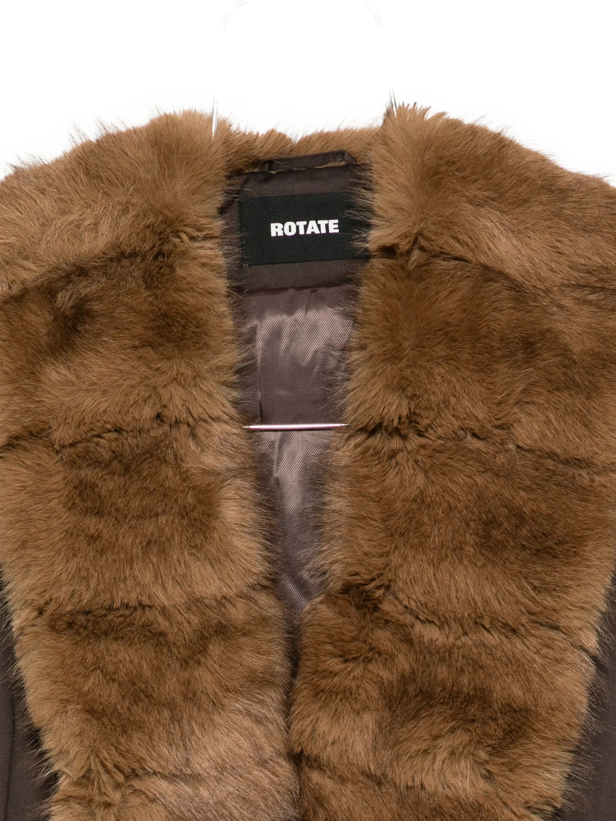 Rotate ROTATE DONATELLA FAUX FUR COLLAR COAT - 3