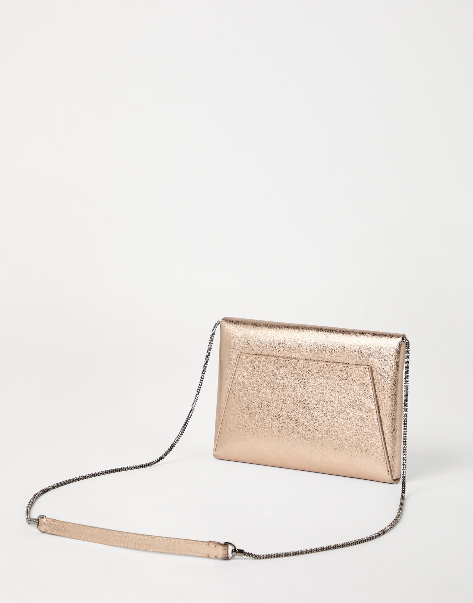 BC Duo pochette in lamé calfskin with precious chain - 2