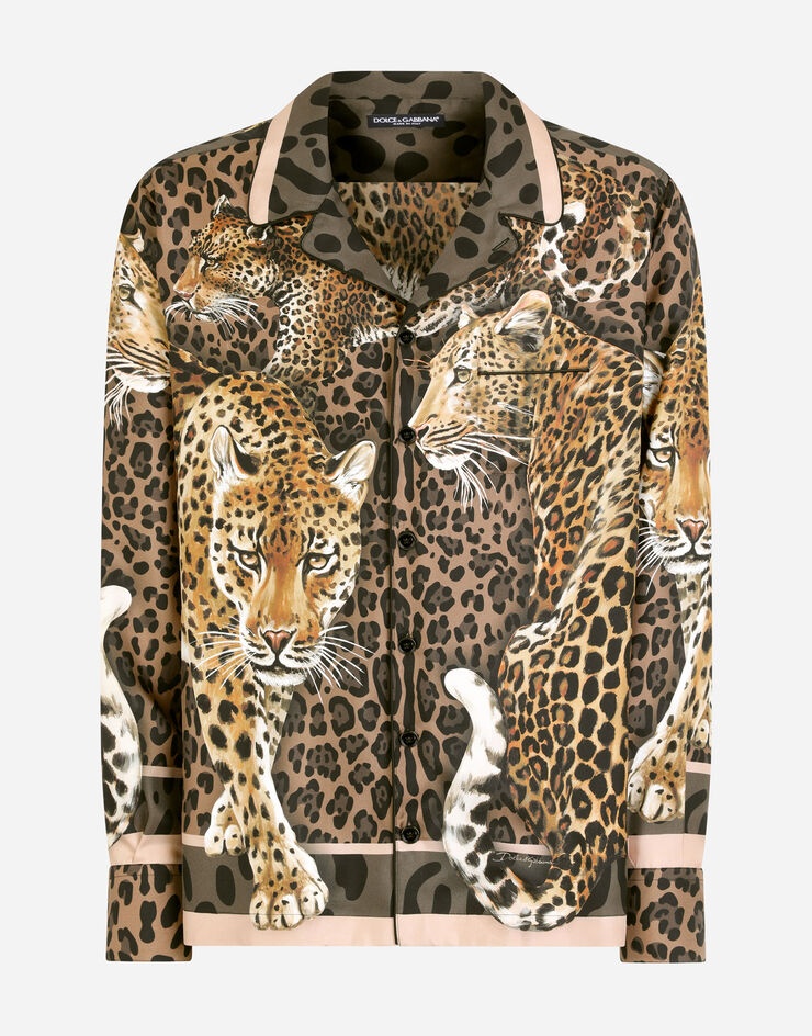 Silk pajama shirt with leopard print - 3