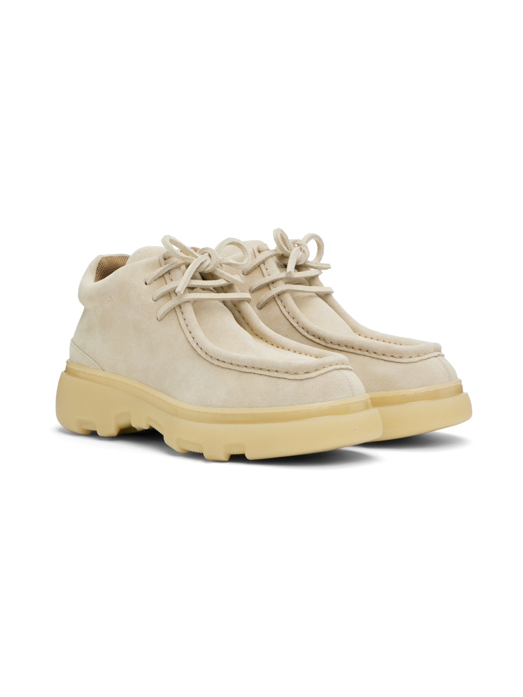 Beige Suede Creeper Mid Derbys - 4