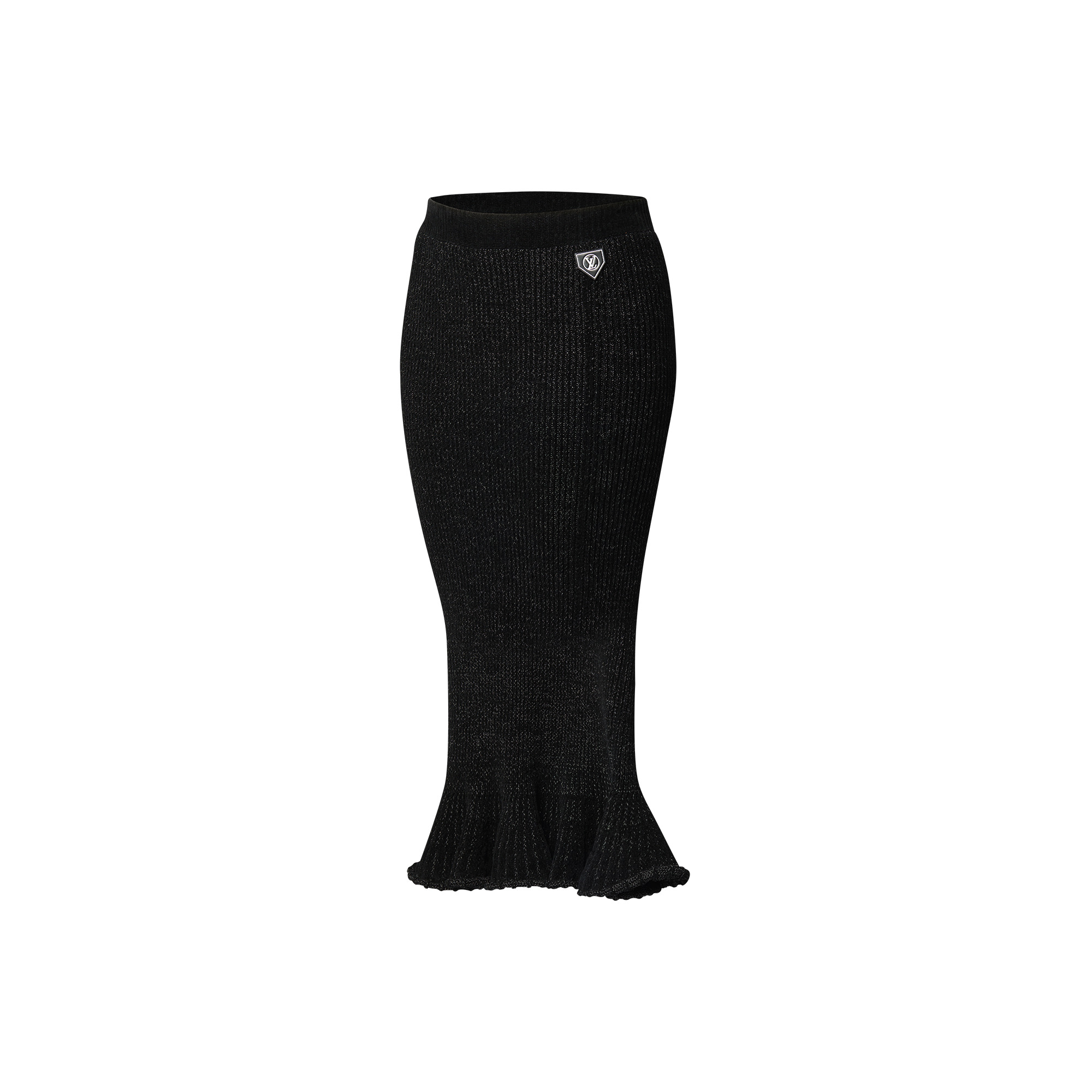 Flared Hem Ribbed Knit Skirt - 2