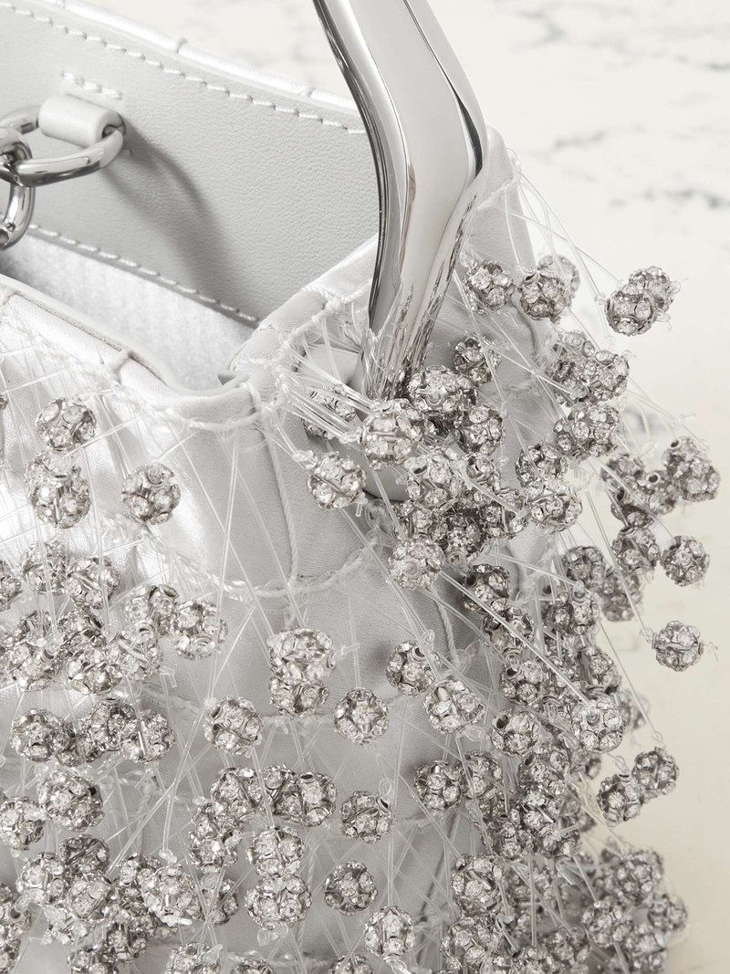 Solene mini crystal-embellished satin tote Clear 4