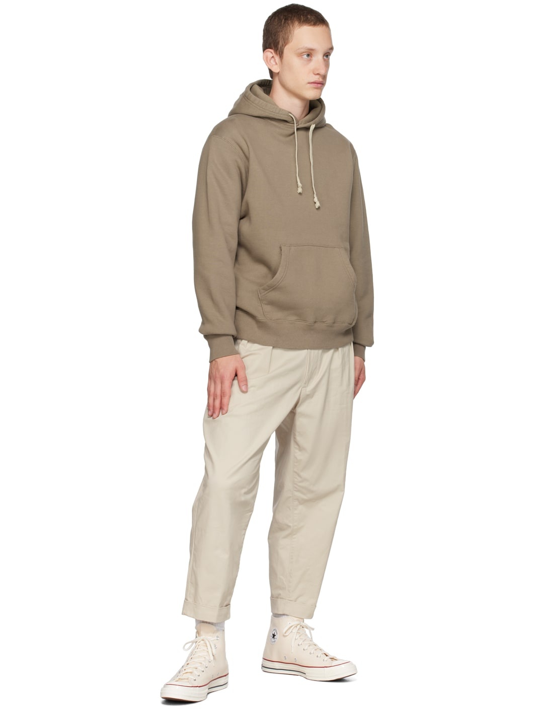 Taupe Drawstring Hoodie - 4