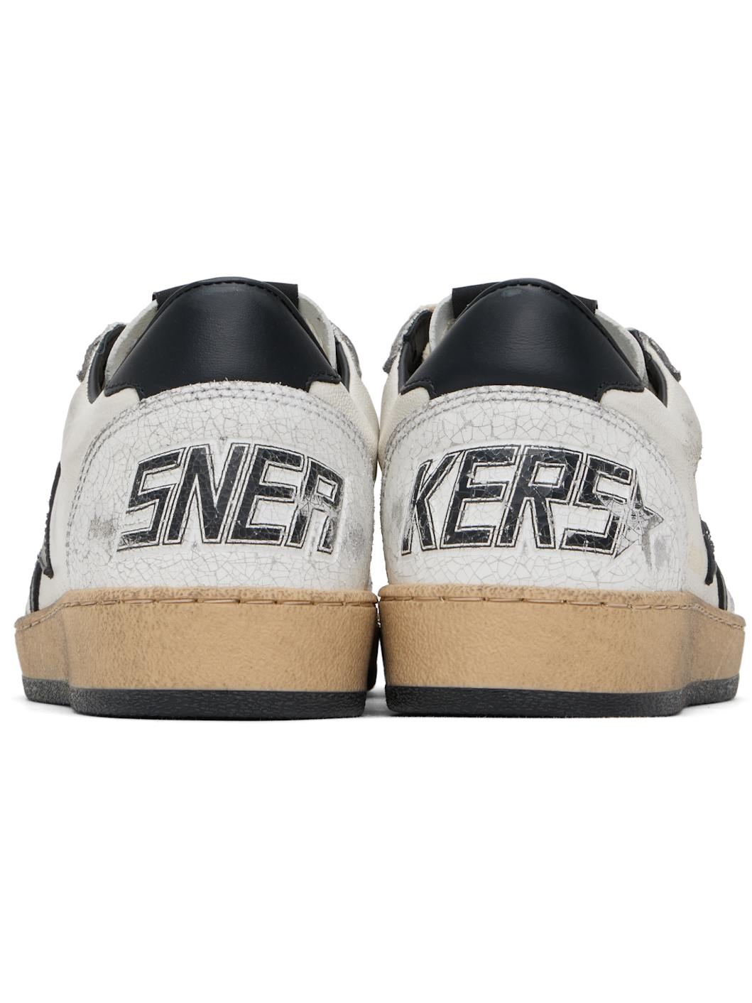White & Black Ball Star Sneakers - 2