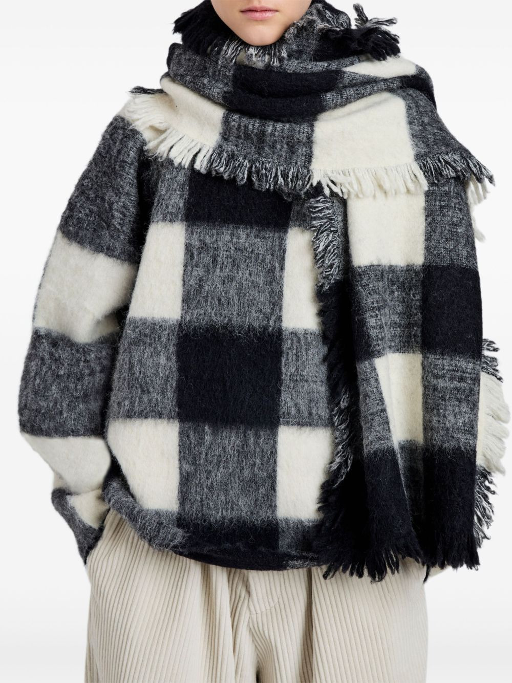 checked fringed scarf - 3