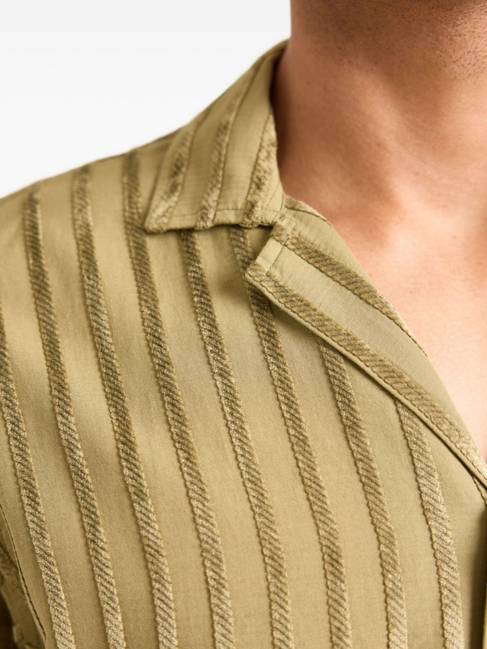 Maitan tonal stripe chenille shirt - 4